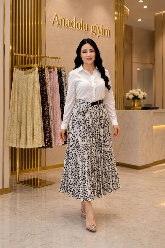 Pilise Tül Benekli Etek 237 T-26 Beyaz Siyah