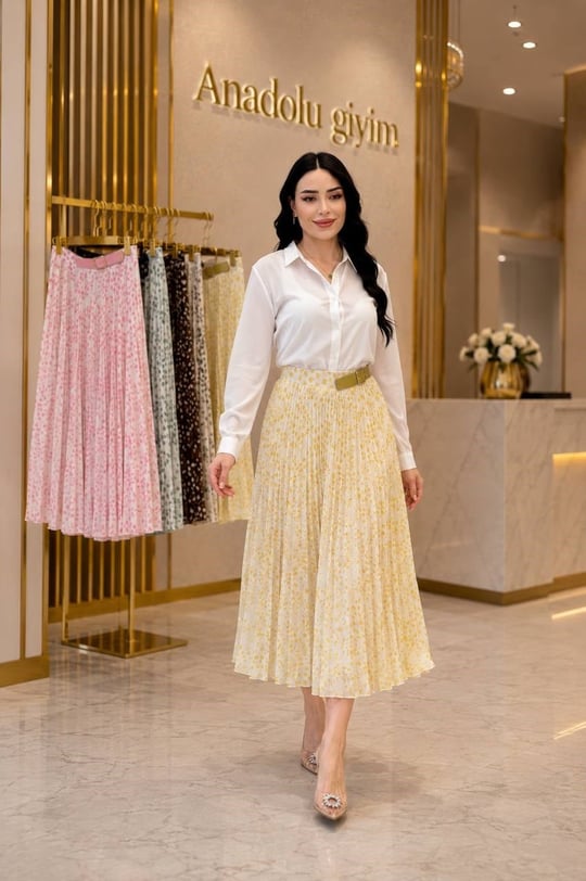 Pilise Tül Benekli Etek 237 T-26 Sarı