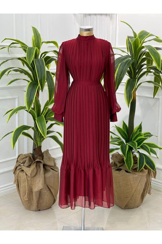 Piliseli Jan Jan Elbise 3747-Bordo