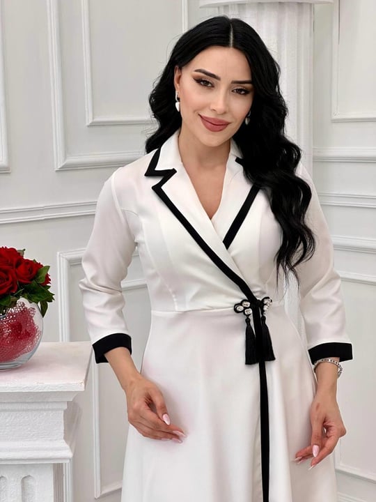 Püsküllü Elbise 44185 t-24 Beyaz