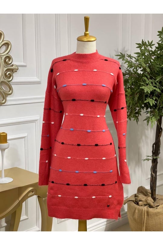 Renkli Şerit Yumoş Triko 7089-pembe