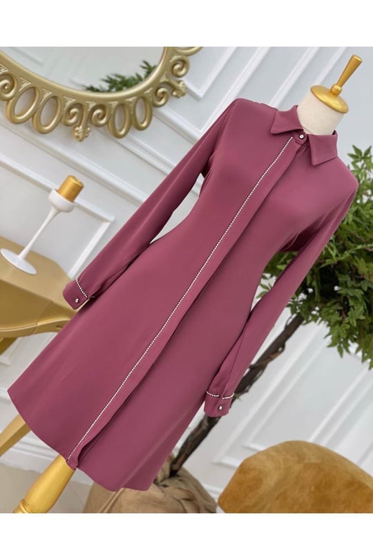 Şerit Taş Tunik 637-Rose
