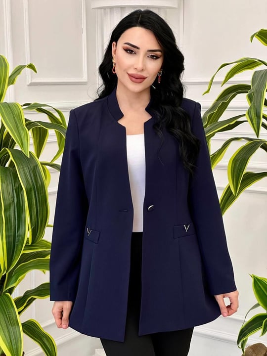 Spor Büyük Beden Tek Ceket T-24 8013 Lacivert
