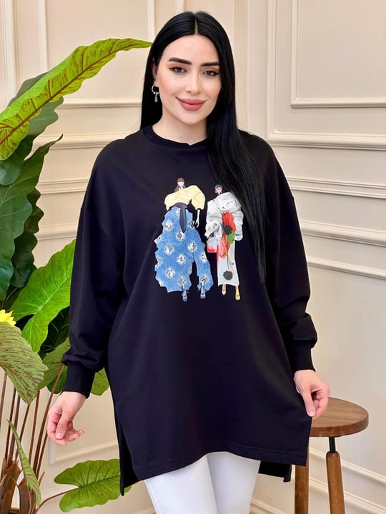 Tasarım Kızlar Sweat 10634 S025 Siyah