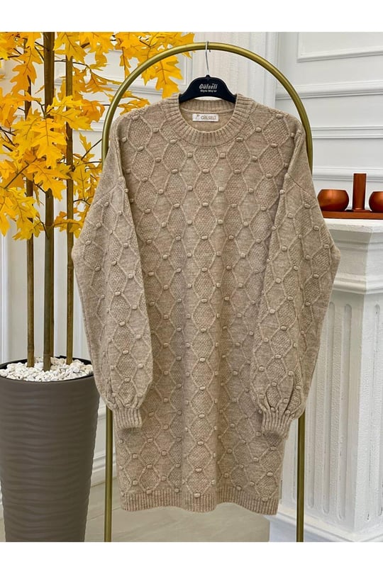 Tomurcuk Desen Tunik 7601-Bej