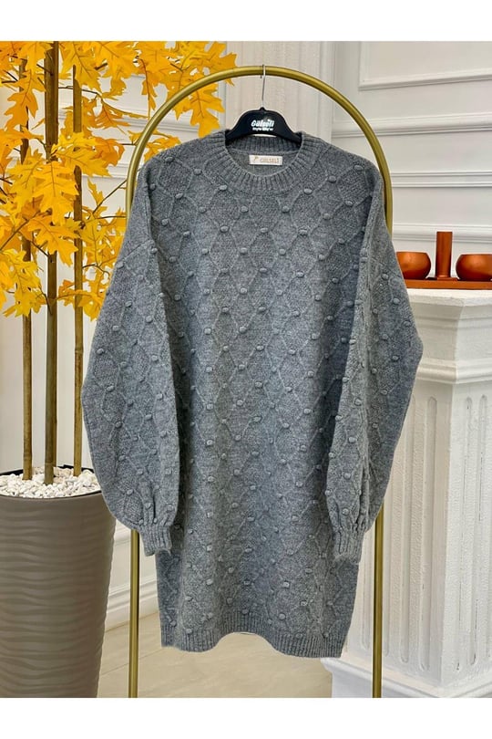 Tomurcuk Desen Tunik 7601-Gri