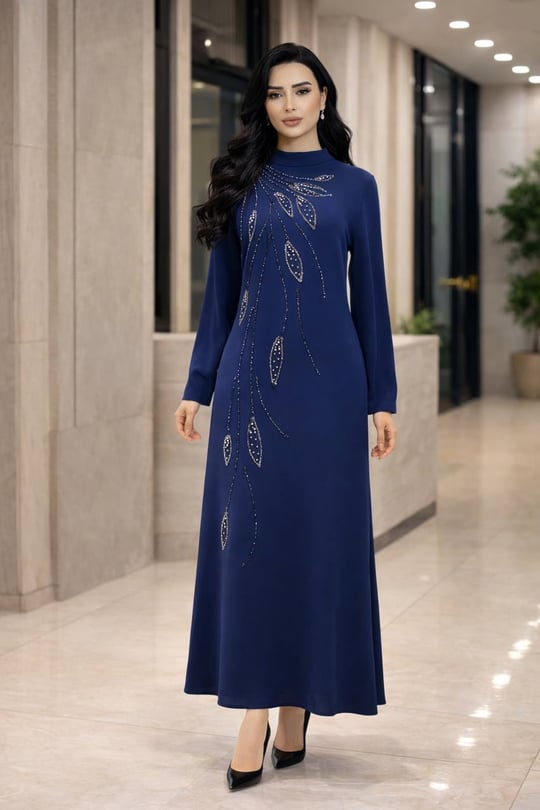 Yaprak İşleme Suzanna Elbise 1154 T-26 Saks