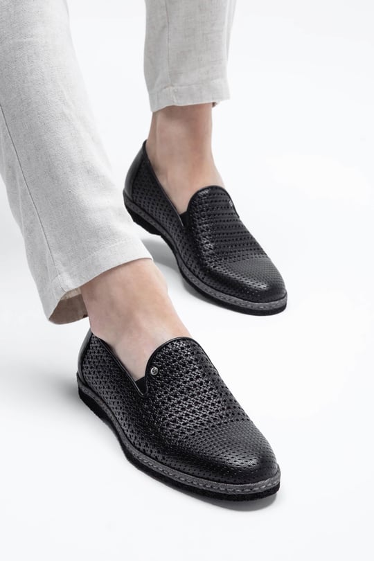 Giampiero Nicola Erkek Hakiki Deri Siyah Loafer Ayakkabı