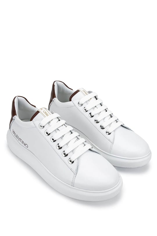 Mario Valentino Unisex Hakiki Deri Beyaz/Kahverengi Sneakers & Spor Ayakkabı