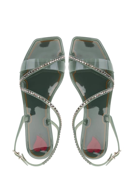 Menghi Kadın Pvc Yeşil Düz Sandalet