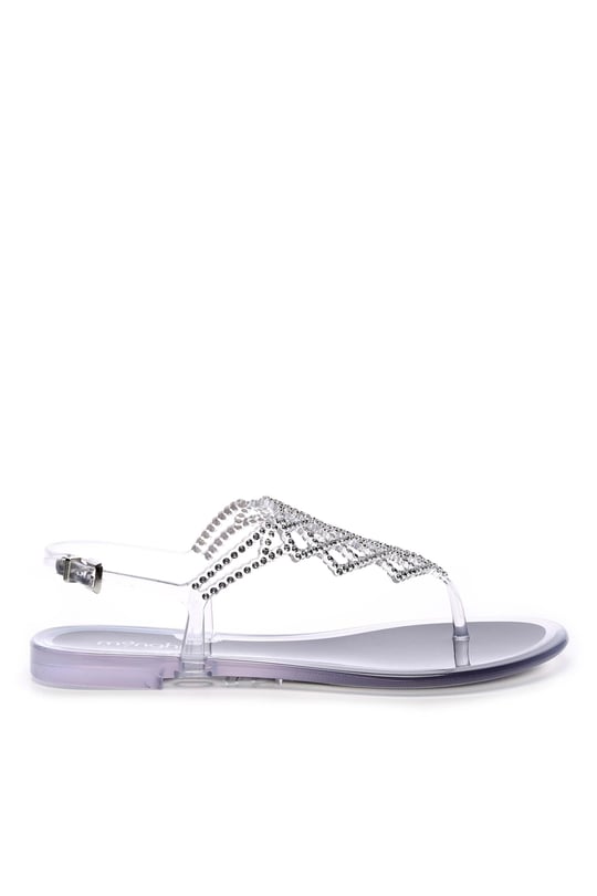 Menghi Kadın Swarovski Taş Siyah Sandalet