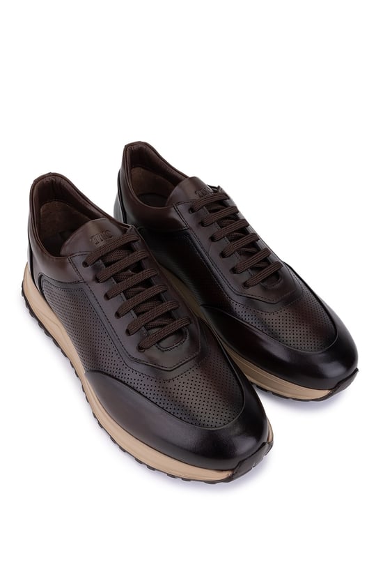 Tamer Tanca Erkek Hakiki Deri Kahverengi Sneakers & Spor Ayakkabı