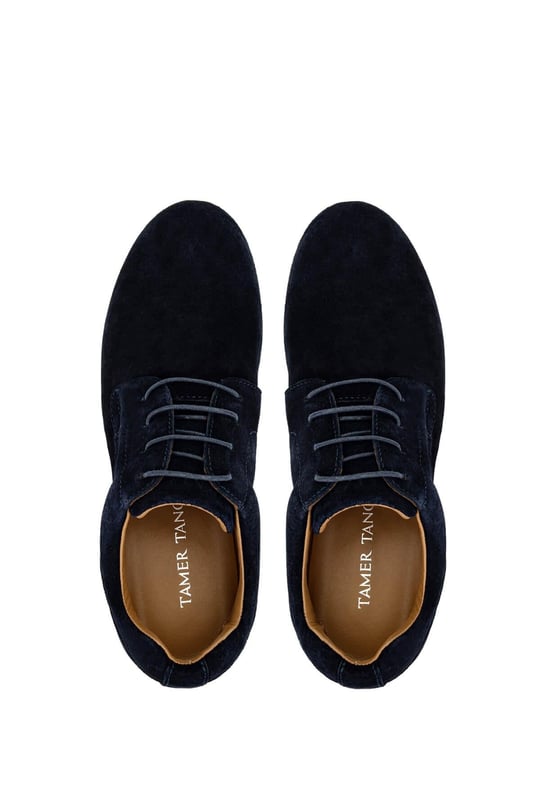 Tamer Tanca Erkek Hakiki Deri Lacivert Süet Sneaker Ayakkabı