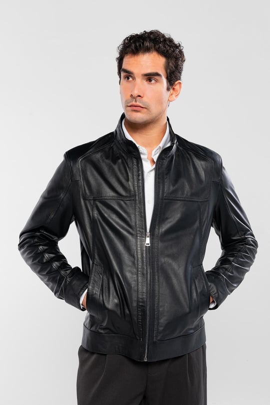 Tamer Tanca Erkek Hakiki Deri Siyah Deri Mont