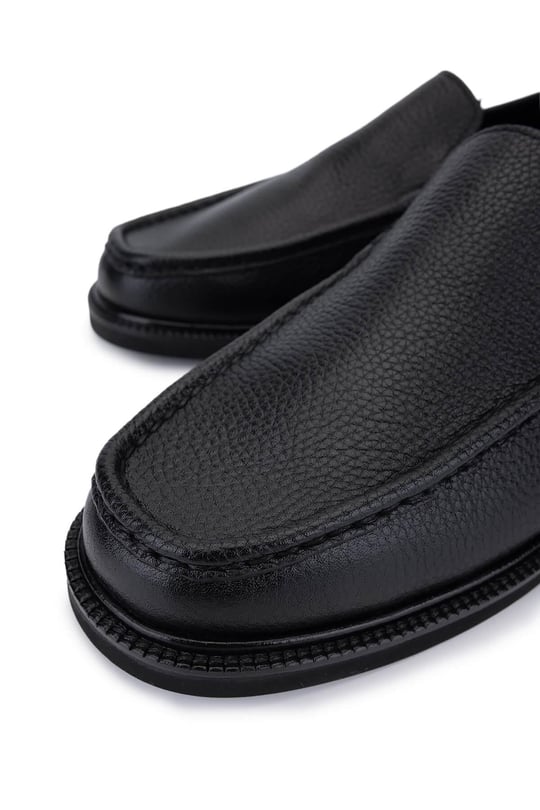 Tamer Tanca Erkek Hakiki Deri Siyah Floter Loafer Ayakkabı