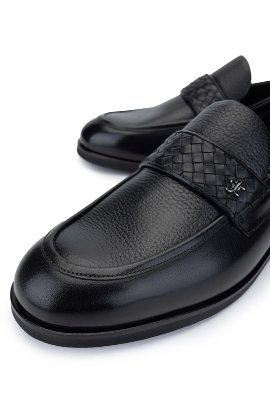 Tamer Tanca Erkek Hakiki Deri Siyah Loafer Ayakkabı