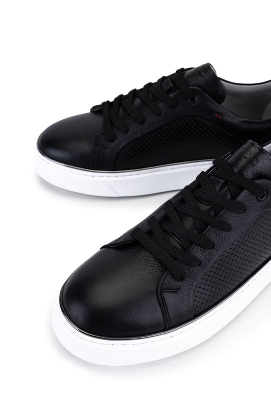 Tamer Tanca Erkek Hakiki Deri Siyah Sneakers & Spor Ayakkabı