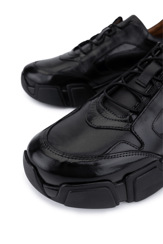 Tamer Tanca Erkek Hakiki Deri Siyah Sneakers & Spor Ayakkabı