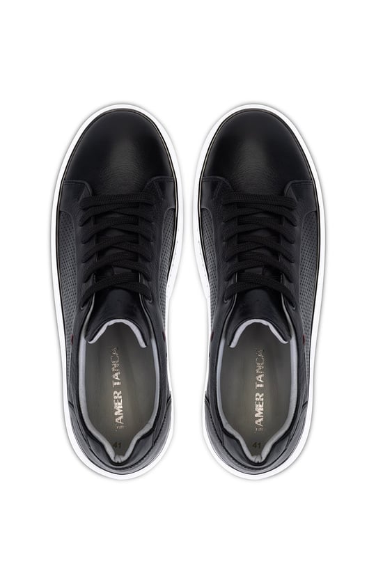 Tamer Tanca Erkek Hakiki Deri Siyah Sneakers & Spor Ayakkabı