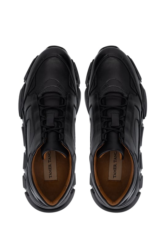 Tamer Tanca Erkek Hakiki Deri Siyah Sneakers & Spor Ayakkabı