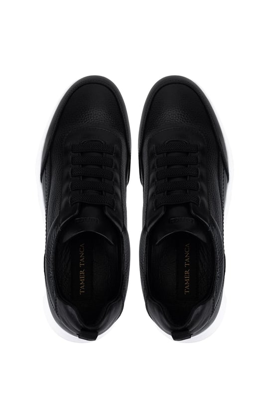 Tamer Tanca Erkek Hakiki Deri Siyah Sneakers & Spor Ayakkabı