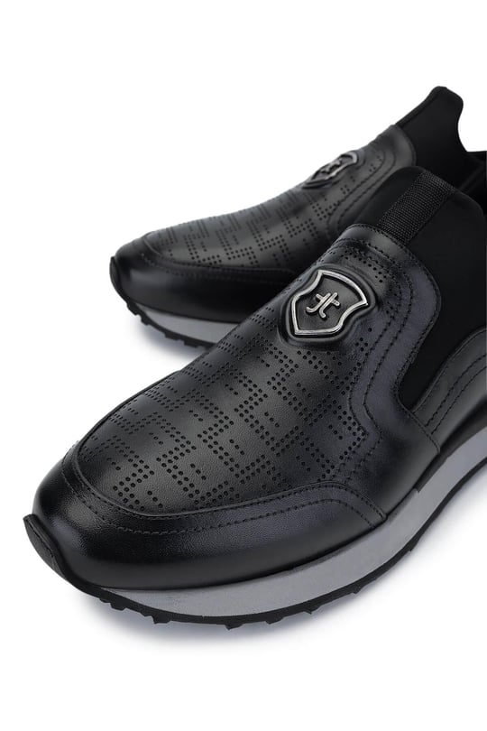Tamer Tanca Erkek Hakiki Deri Siyah Sneakers & Spor Ayakkabı
