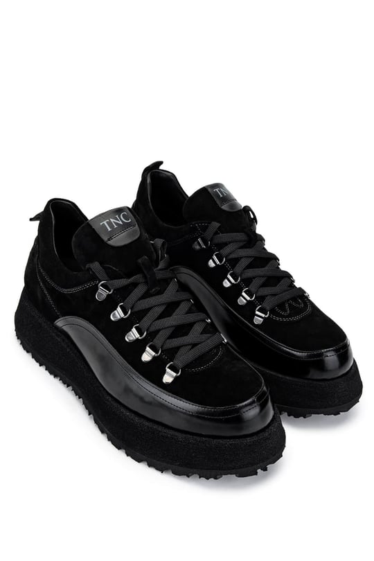 Tamer Tanca Erkek Hakiki Deri Siyah Süet Sneakers & Spor Ayakkabı