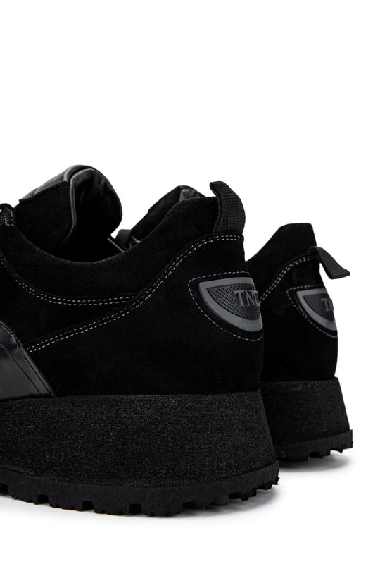 Tamer Tanca Erkek Hakiki Deri Siyah Süet Sneakers & Spor Ayakkabı
