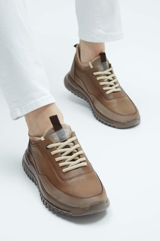 Tamer Tanca Erkek Hakiki Deri Vizon Sneakers & Spor Ayakkabı