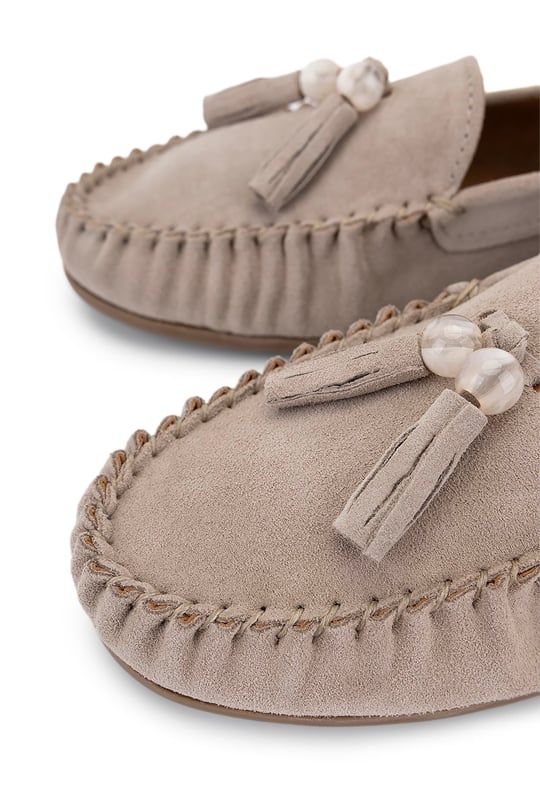 Tamer Tanca Kadın Bej Süet Loafer Ayakkabı