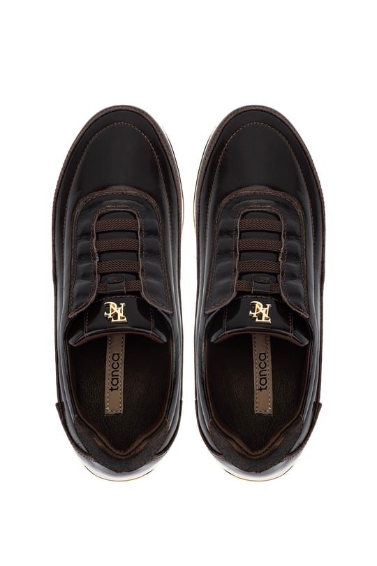 Tamer Tanca Kadın Hakiki Deri Kahverengi Rugan Sneakers & Spor Ayakkabı