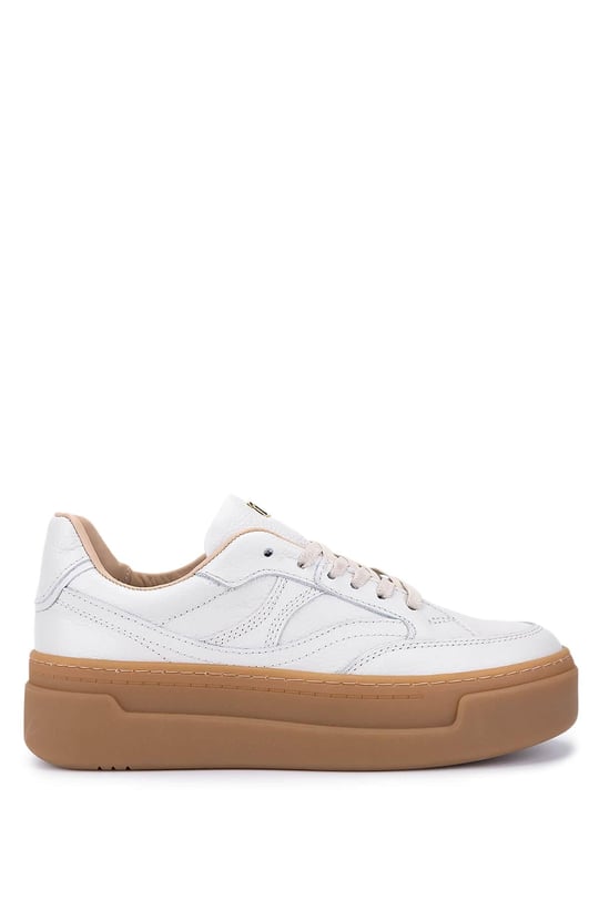 Tamer Tanca Kadın Hakiki Deri Kırık Beyaz Sneakers & Spor Ayakkabı