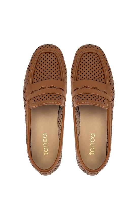 Tamer Tanca Kadın Hakiki Deri Koyu Taba Loafer Ayakkabı