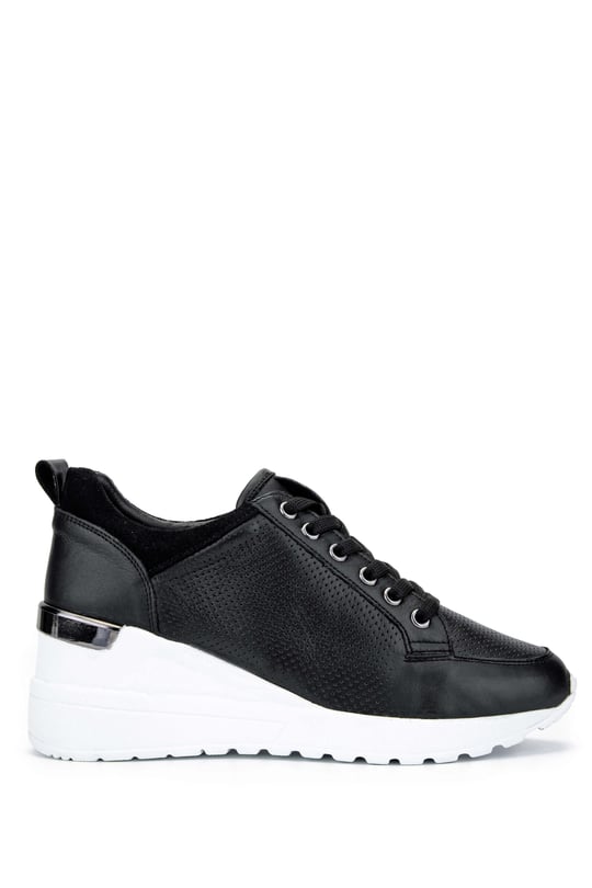 Tamer Tanca Kadın Hakiki Deri Siyah Deri Sneakers & Spor Ayakkabı