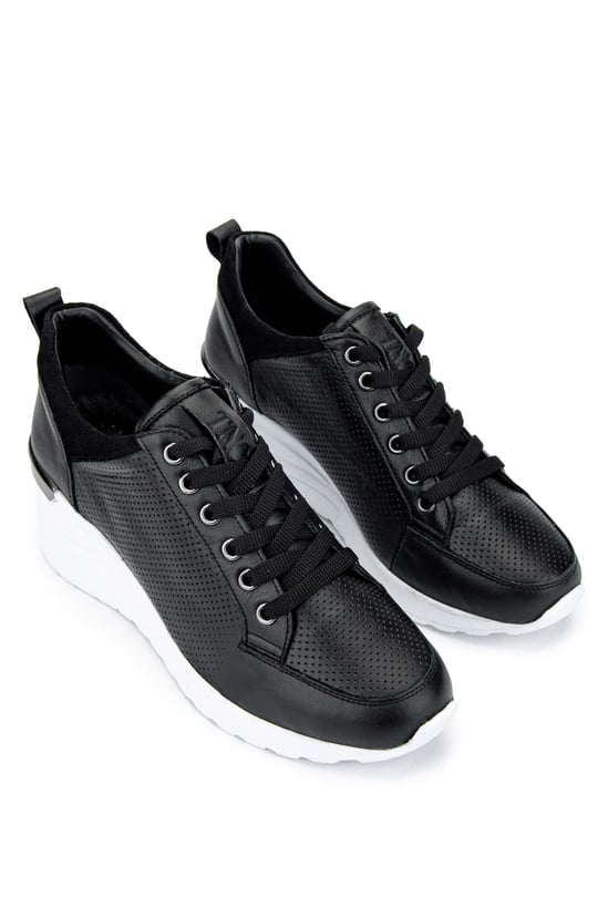 Tamer Tanca Kadın Hakiki Deri Siyah Deri Sneakers & Spor Ayakkabı