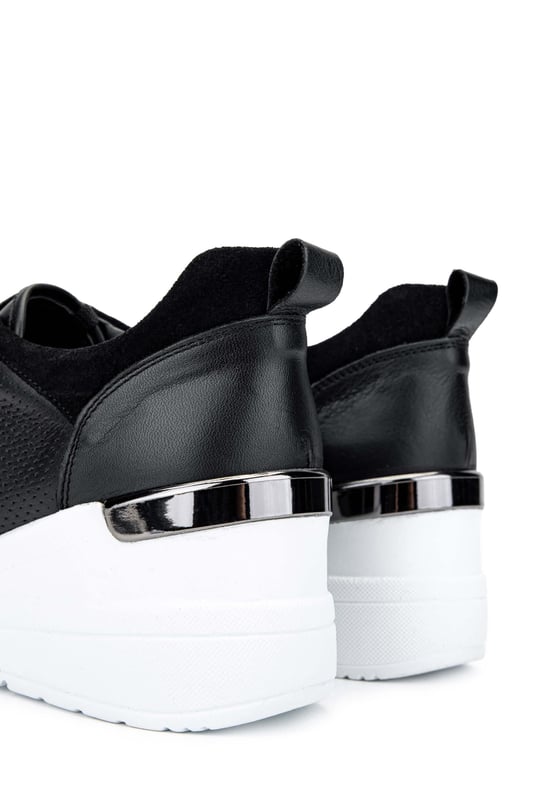 Tamer Tanca Kadın Hakiki Deri Siyah Deri Sneakers & Spor Ayakkabı