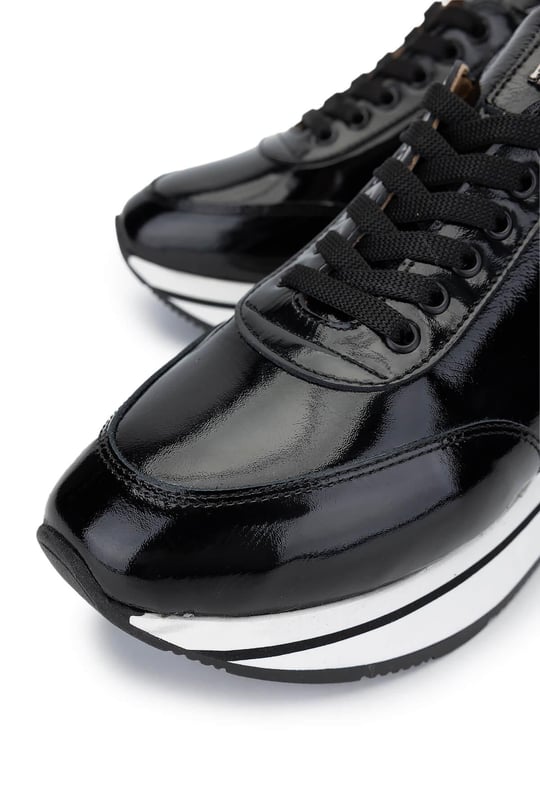 Tamer Tanca Kadın Hakiki Deri Siyah Rugan Sneakers & Spor Ayakkabı