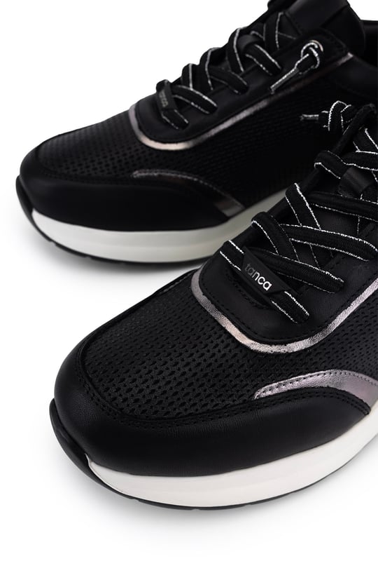 Tamer Tanca Kadın Hakiki Deri Siyah/Antrasit Sneakers & Spor Ayakkabı