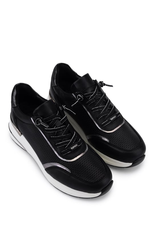 Tamer Tanca Kadın Hakiki Deri Siyah/Antrasit Sneakers & Spor Ayakkabı