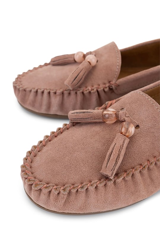 Tamer Tanca Kadın Pudra Süet Loafer Ayakkabı