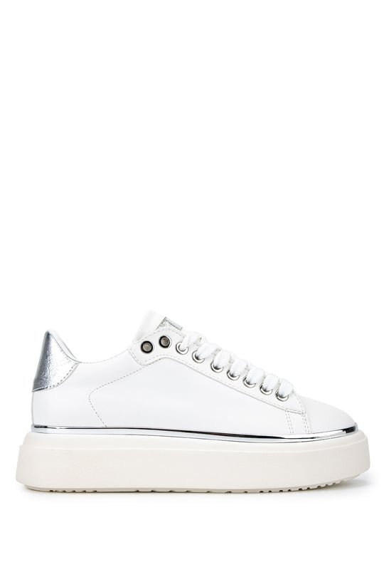 Tamer Tanca Kadın Suni Deri Beyaz/Gümüş Sneakers & Spor Ayakkabı
