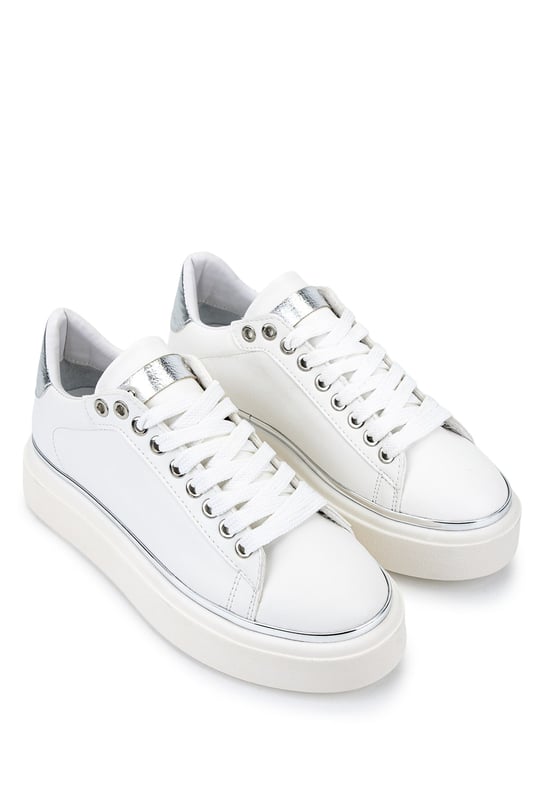 Tamer Tanca Kadın Suni Deri Beyaz/Gümüş Sneakers & Spor Ayakkabı