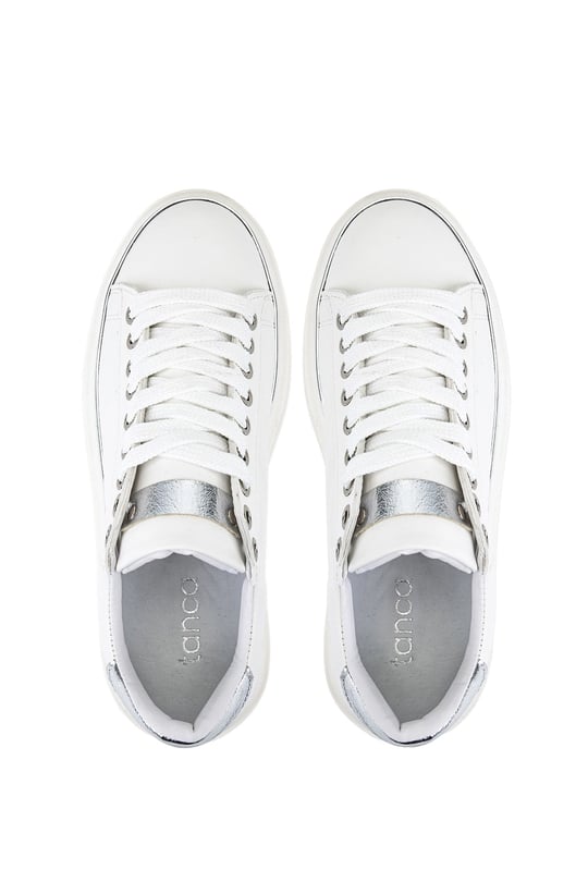 Tamer Tanca Kadın Suni Deri Beyaz/Gümüş Sneakers & Spor Ayakkabı
