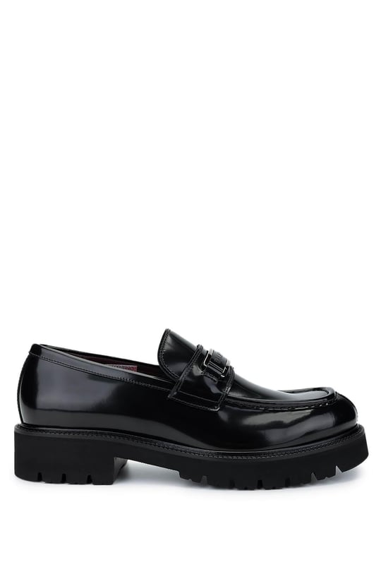 VALENTINO Erkek Hakiki Deri Siyah Loafer Ayakkabı