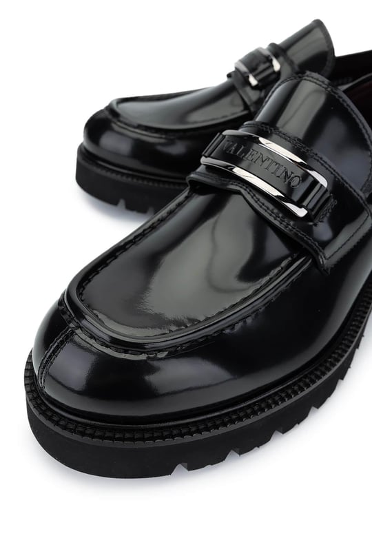 VALENTINO Erkek Hakiki Deri Siyah Loafer Ayakkabı