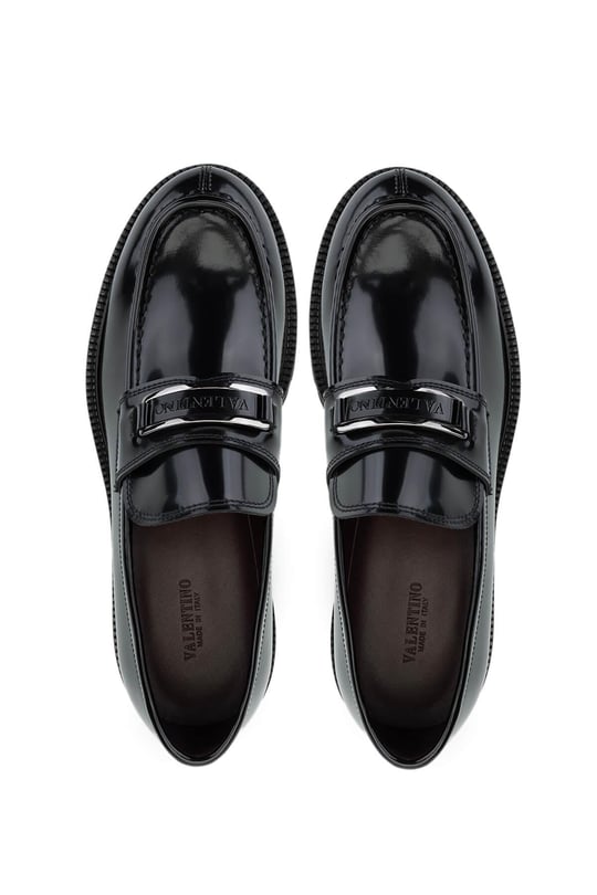 VALENTINO Erkek Hakiki Deri Siyah Loafer Ayakkabı