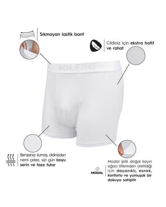 Erkek Premium Micromodal Boxer Beyaz