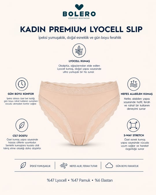 Kadın Premium Lyocell Slip Ten