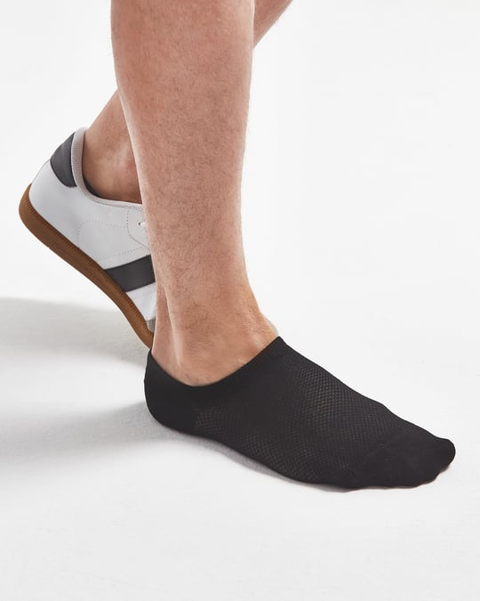 Kutulu 6'lı No-Show Sneakers Bambu Siyah Görünmez Çorap