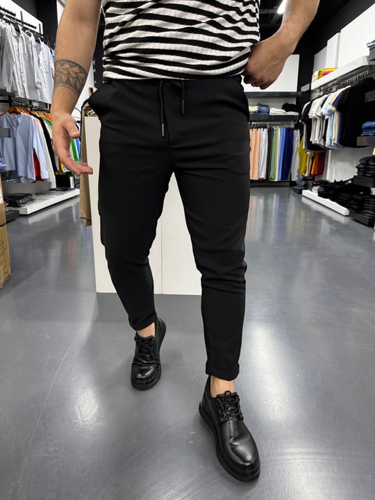 Pantolon Modelleri & Samsey - Likralı Belden Bağlamalı Duble Paça Jogger  Pantolon